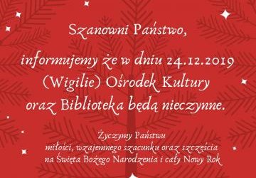 Życzenia świąteczne i ważna informacja